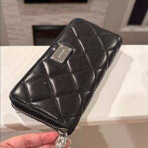 Michael Kors Black Quilted Zip Wallet